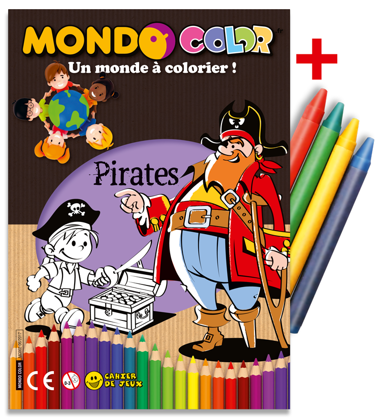 Les Pirates, cahier de coloriages + 4 crayons